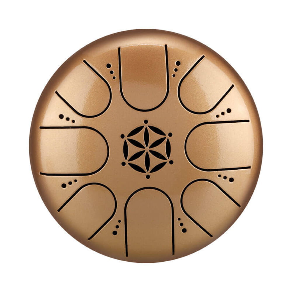 5’ 8-Note C Key Mini Steel Tongue Drum with Hollow Design - 5 Inches/8 Notes (C Key) / Gold