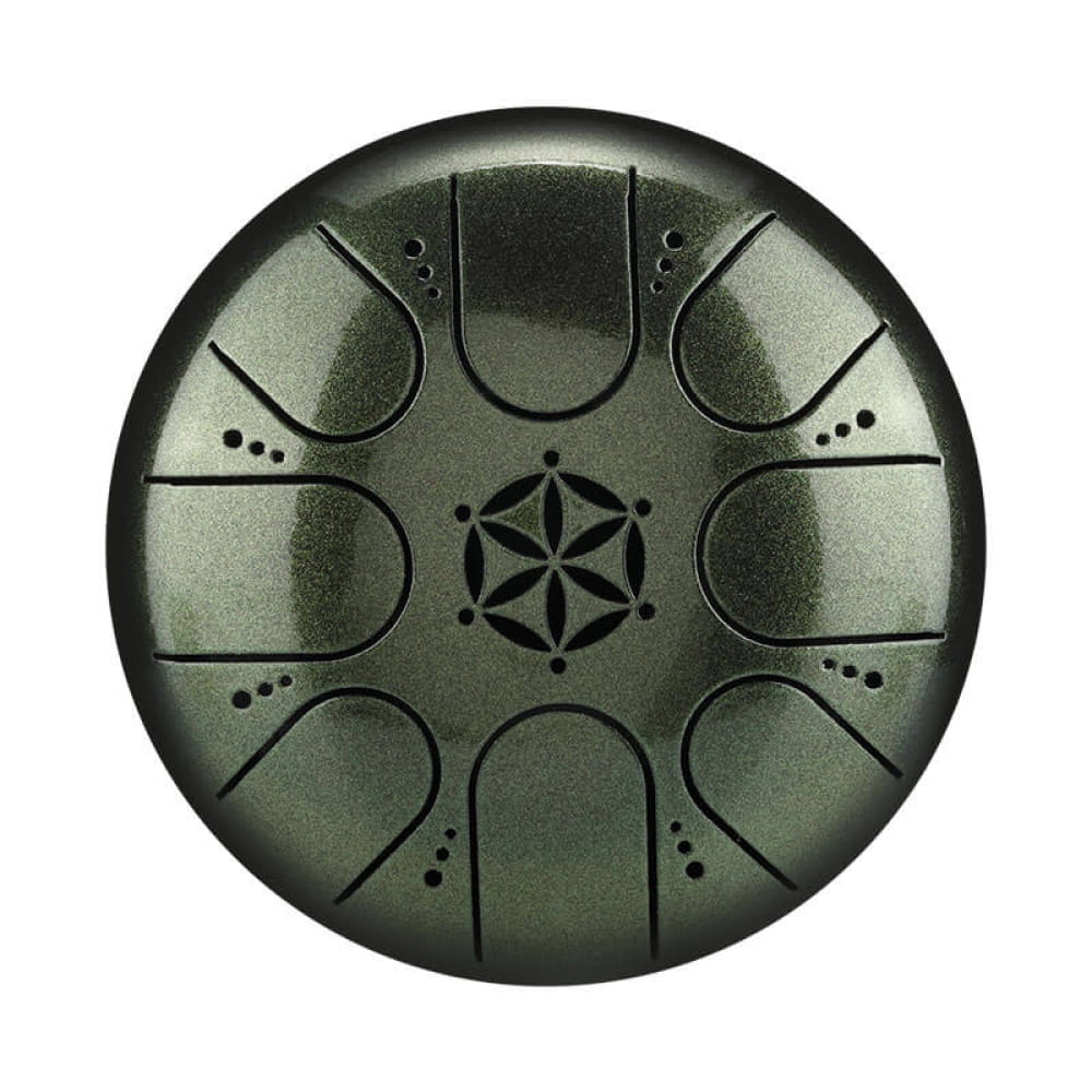 5’ 8-Note C Key Mini Steel Tongue Drum with Hollow Design - 5 Inches/8 Notes (C Key) / Dark green