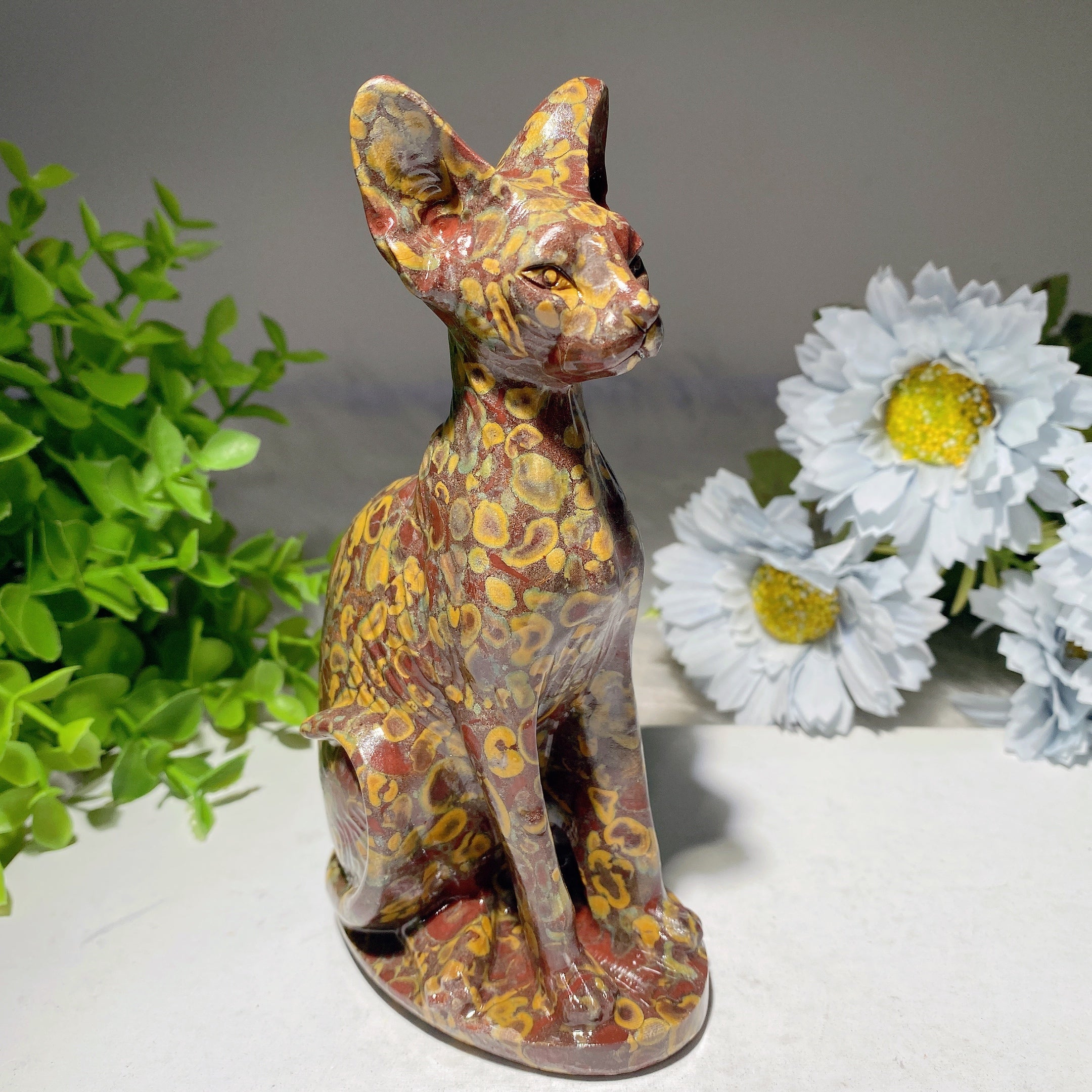 5.9 inch Mixed Crystal Cat Carvings for Healing & Energy