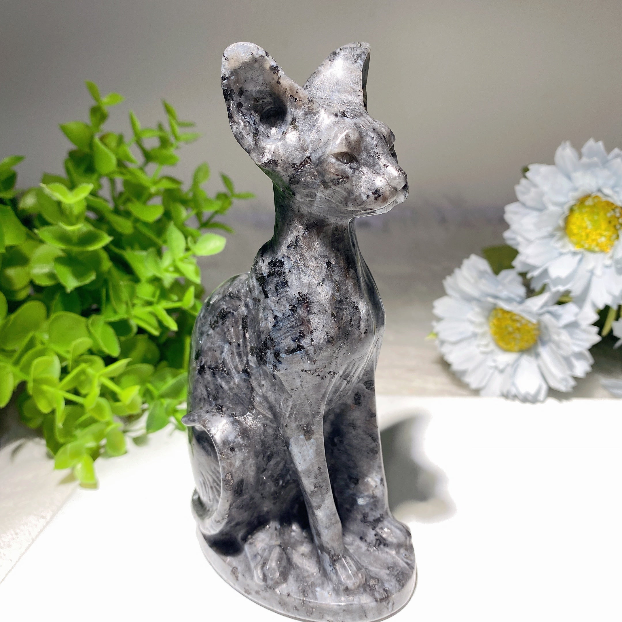 5.9 inch Mixed Crystal Cat Carvings for Healing & Energy