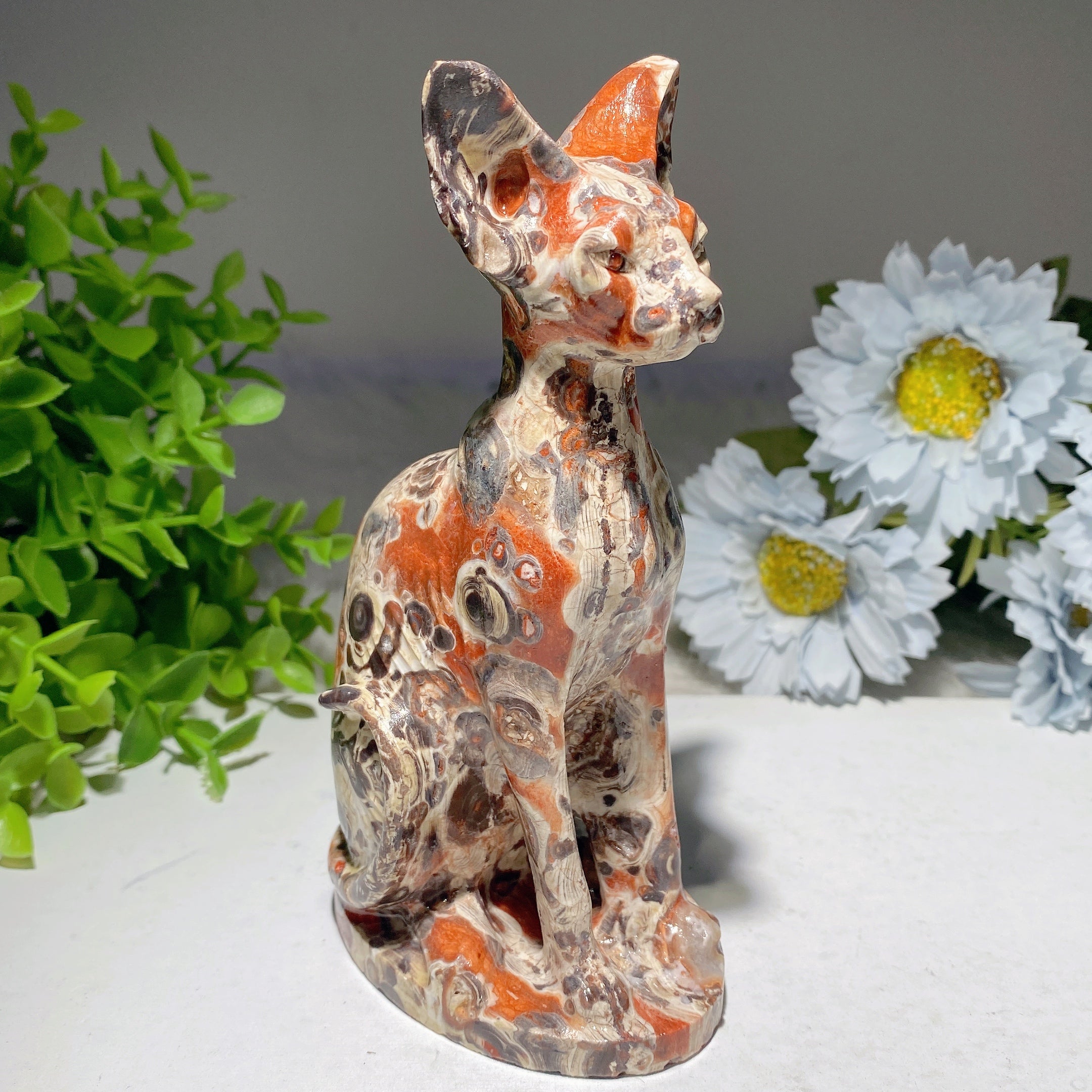 5.9 inch Mixed Crystal Cat Carvings for Healing & Energy