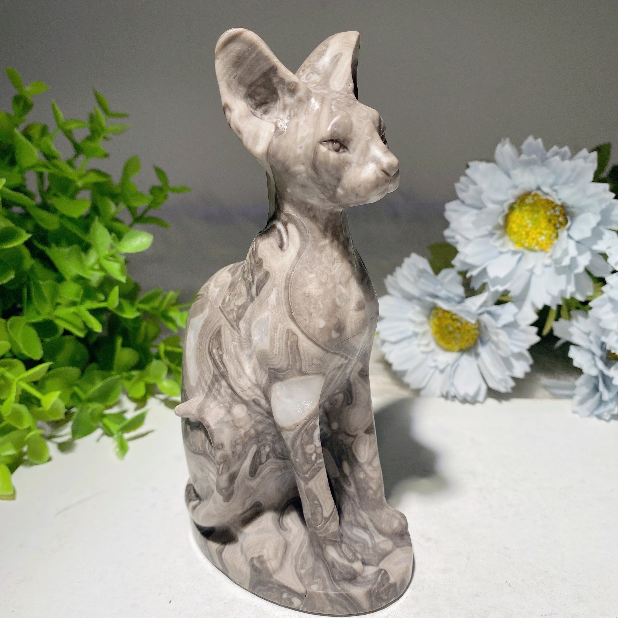 5.9 inch Mixed Crystal Cat Carvings for Healing & Energy