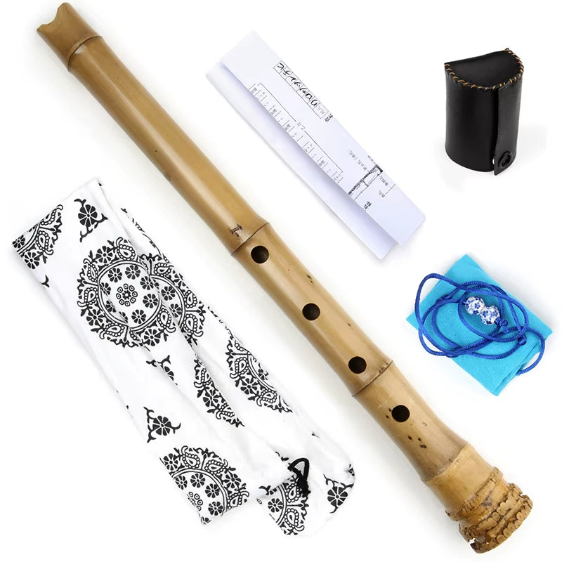 1.6 E Key Shakuhachi-Handmade Natural Bamboo Chinese Traditional Musical Instrument for Beginners Woodwind Flutes