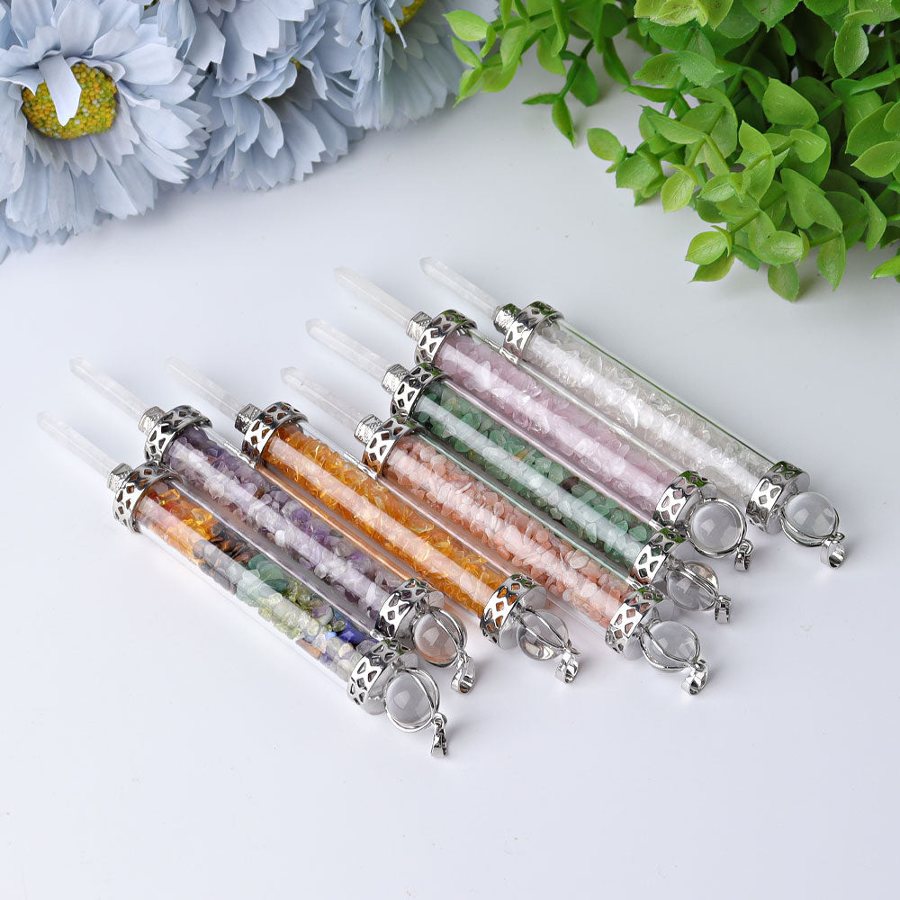 5 inch Crystal Pendant Filled with Healing Chips