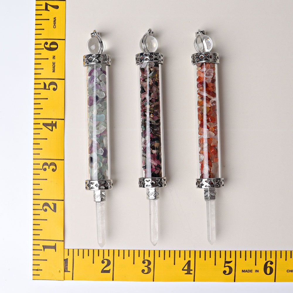 5 inch Crystal Pendant Filled with Healing Chips