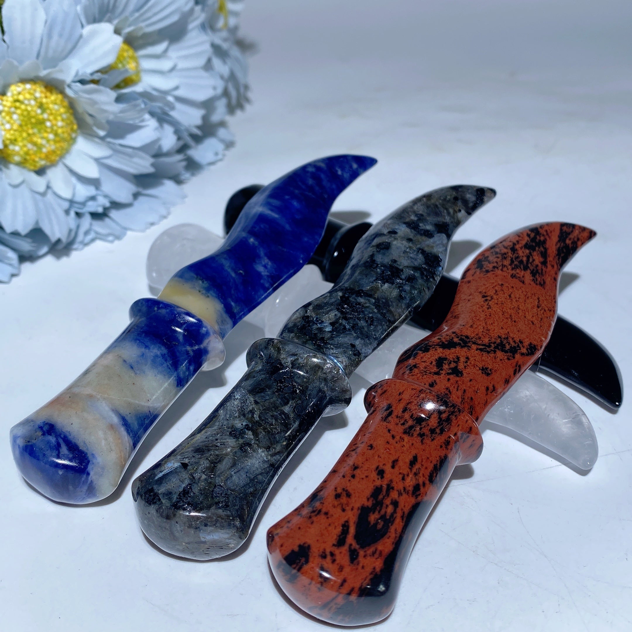 5-Inch Mixed Crystal Dagger Carvings Healing Points