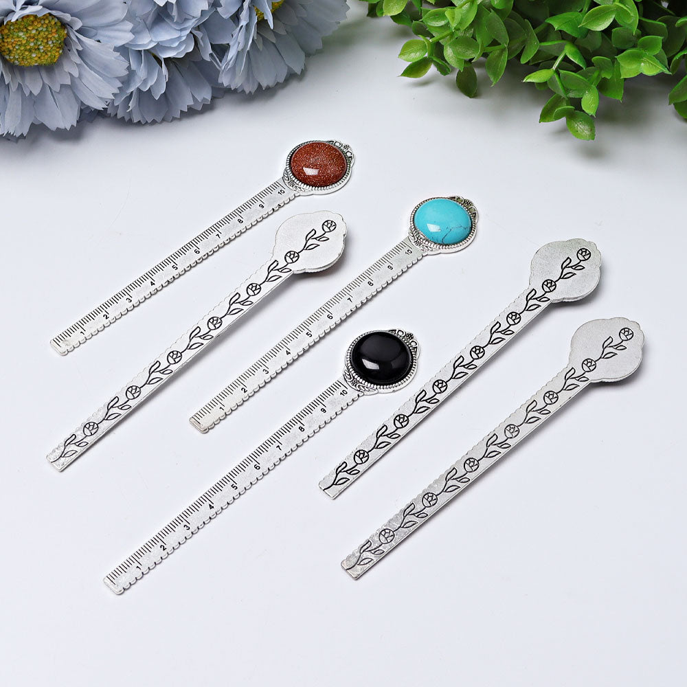 5-inch Steel Ruler with Crystal Healing Decoration