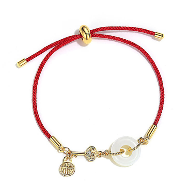 Hetian Jade 18K Gold Peace Buckle Luck Bracelet Classic