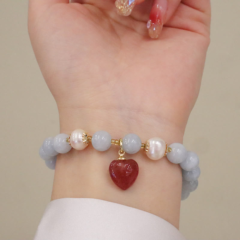Aquamarine Chalcedony Serenity Charm Bracelet for Meditation