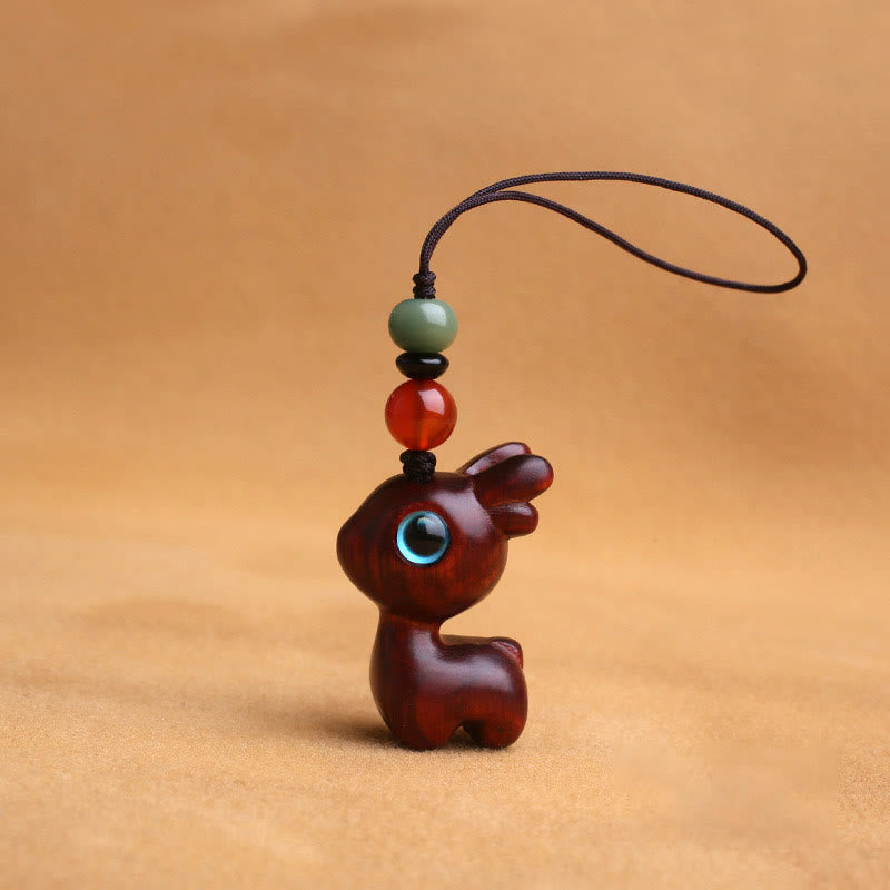 Sandalwood Wood 35mm Mini Deer Protection Key Chain