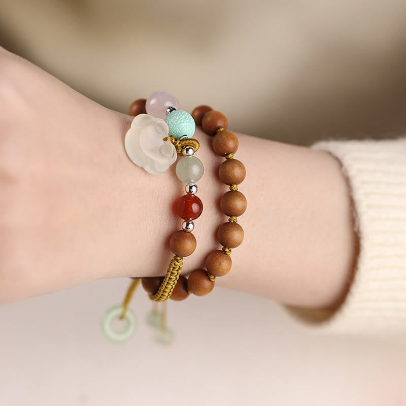 Green Sandalwood Chalcedony Peace Buckle Bracelet
