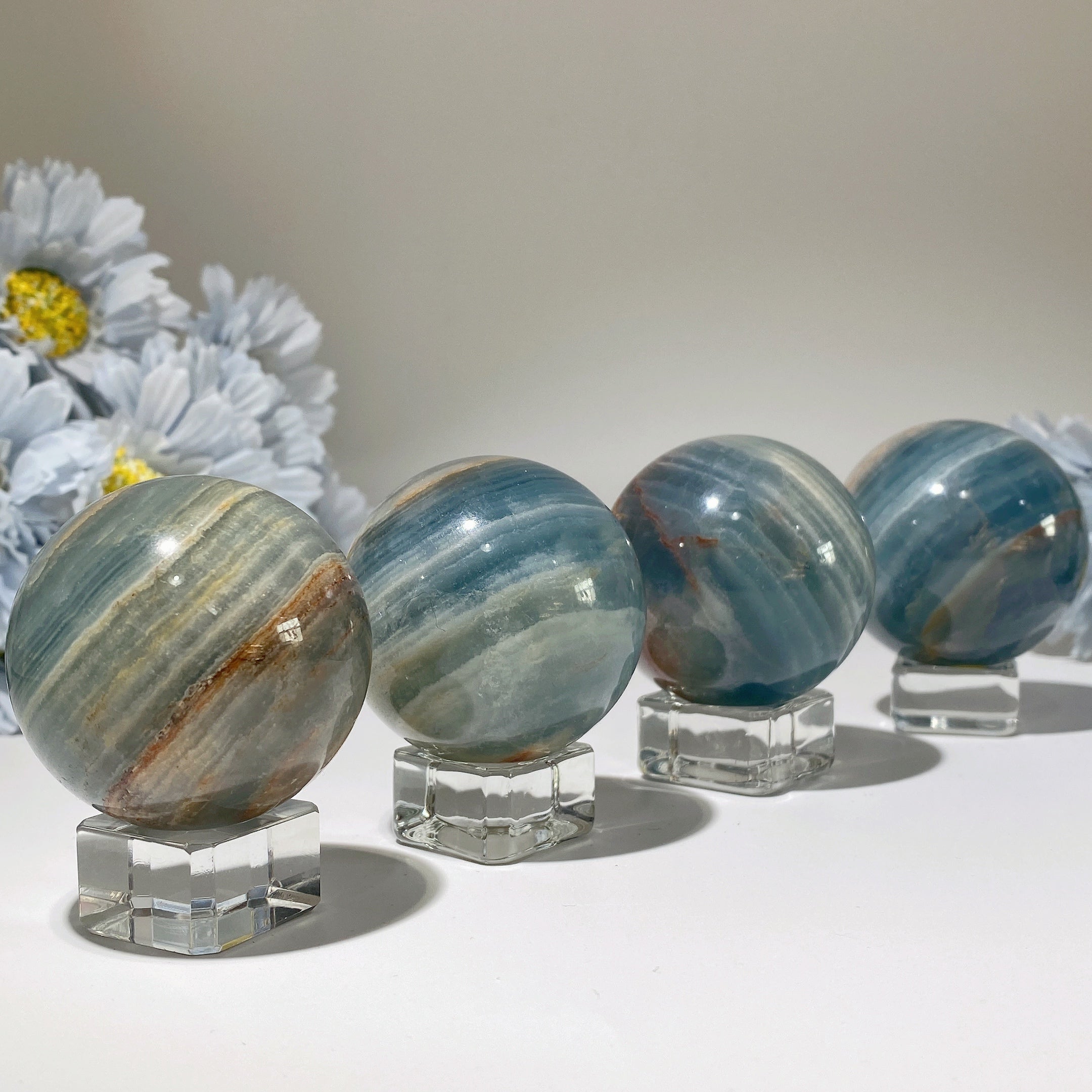 50mm Blue Onyx Crystal Sphere for Healing and Energy