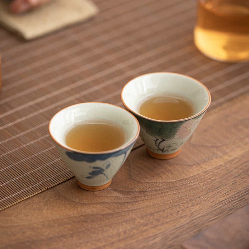50ml Ceramic Teacup with Koi Fish Lotus Design for Meditation
