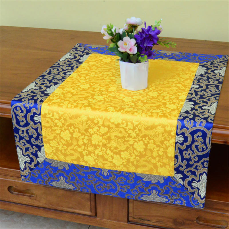 Brocade Prayer Altar Table Runner with Dragon & Vajra Symbols
