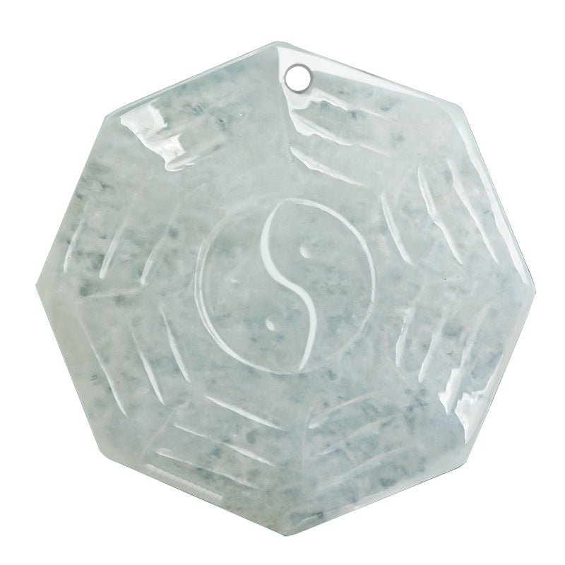 Natural Jade Bagua Yin Yang Luck Necklace for Prosperity