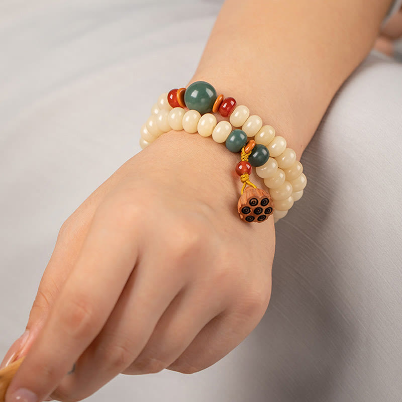 Bodhi Seed Lotus Bracelet Double Wrap for Peace & Wisdom