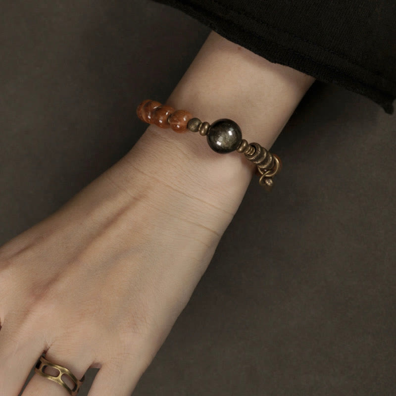 Tiger Eye & Gold Sheen Obsidian Kuka Seed Wealth Bracelet