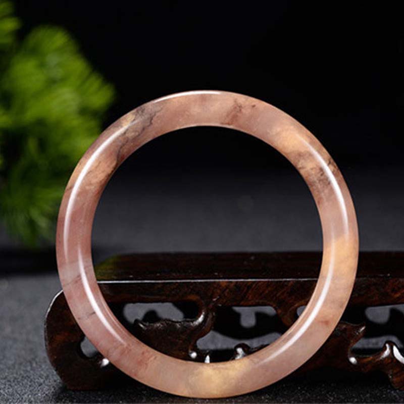 Purple Golden Silk Jade Bangle Bracelet for Wealth & Luck