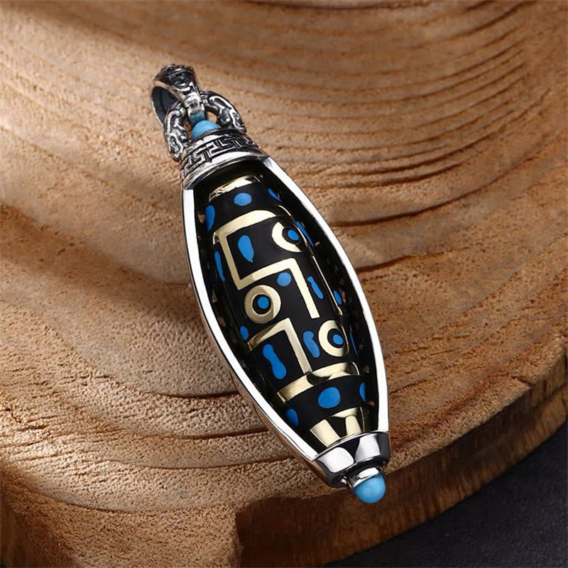 Om Mani Padme Hum Necklace | Nine-Eye Dzi Pendant Peace & Purity