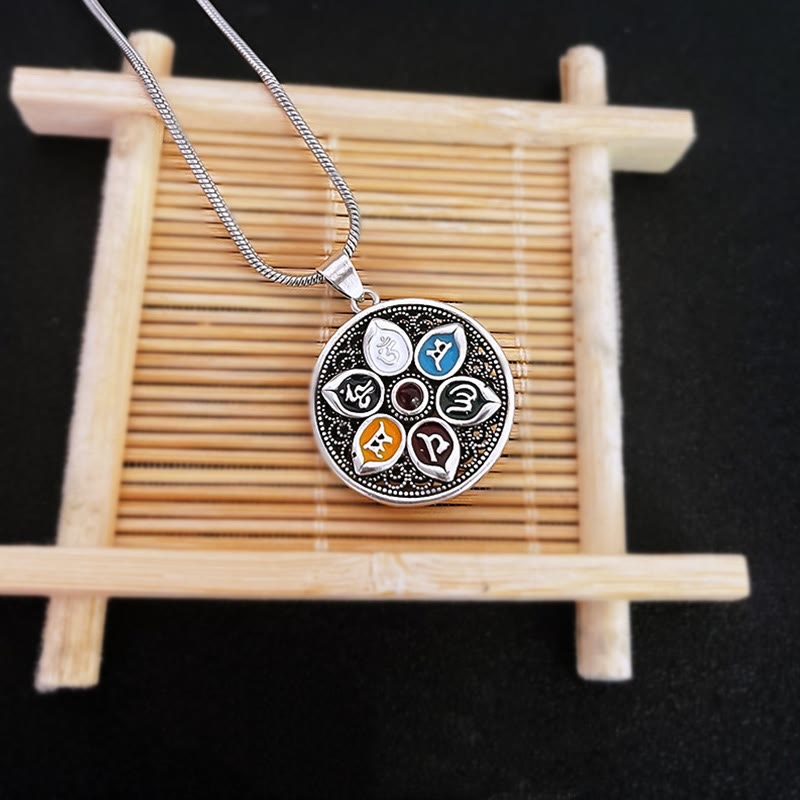 Om Mani Padme Hum Necklace | Copper Silver Tibetan Pendant