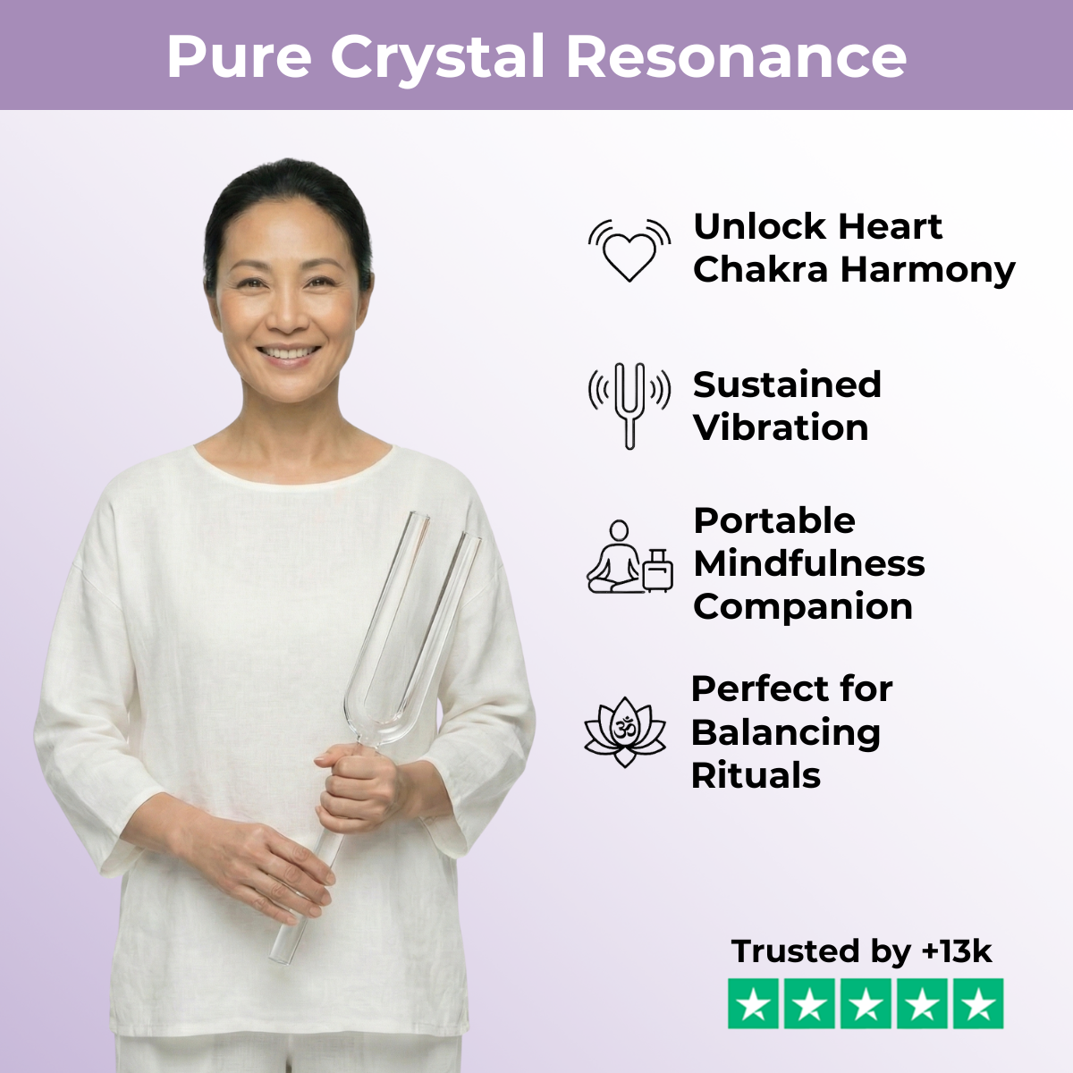 528 Hz Crystal Large Giant Tuning Fork - C Note