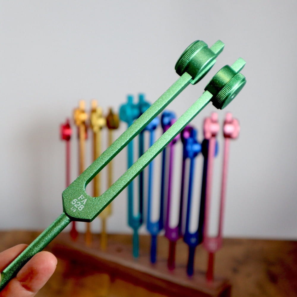 528 Hz Solfeggio Tuning Fork for Extended Vibration - Without Activator / Green - On sale