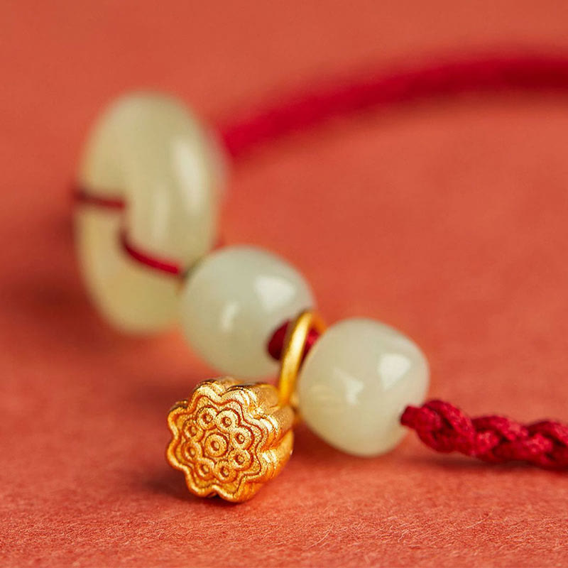 Jade Lotus Peace Buckle String Bracelet for Abundance