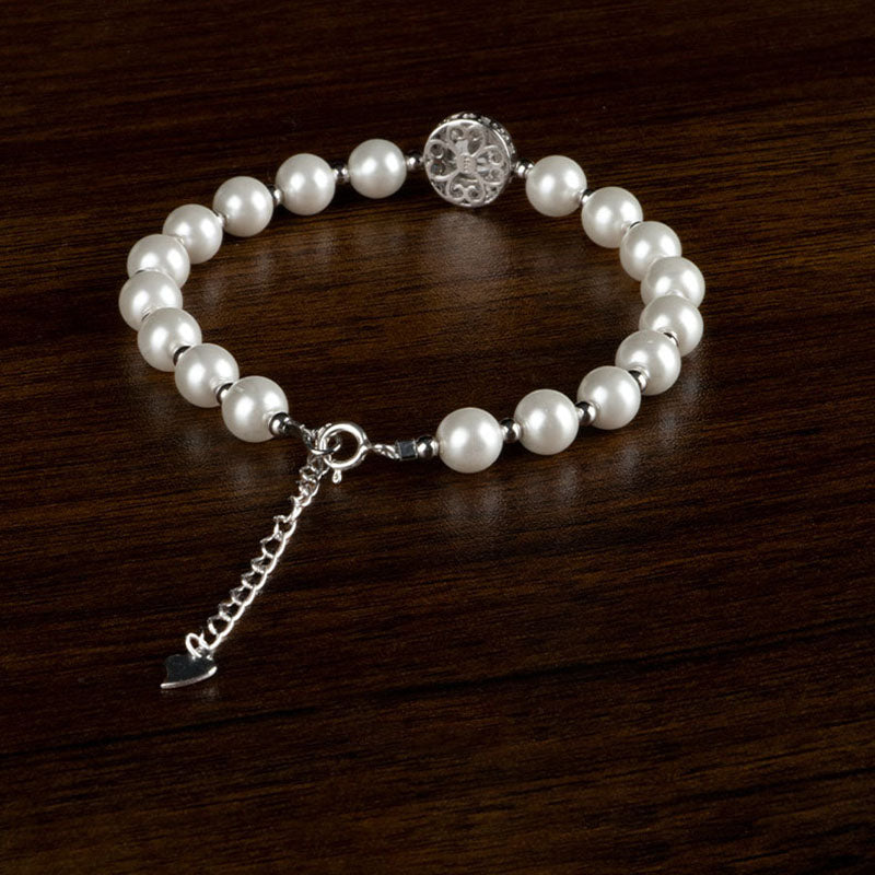 925 Sterling Silver Pearl Blue Chalcedony Healing Bracelet & Ring