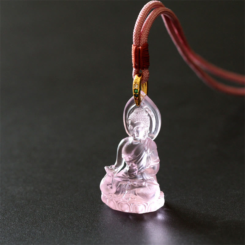 Liuli Crystal Buddha Necklace | Medicine Buddha Amulet | Healing
