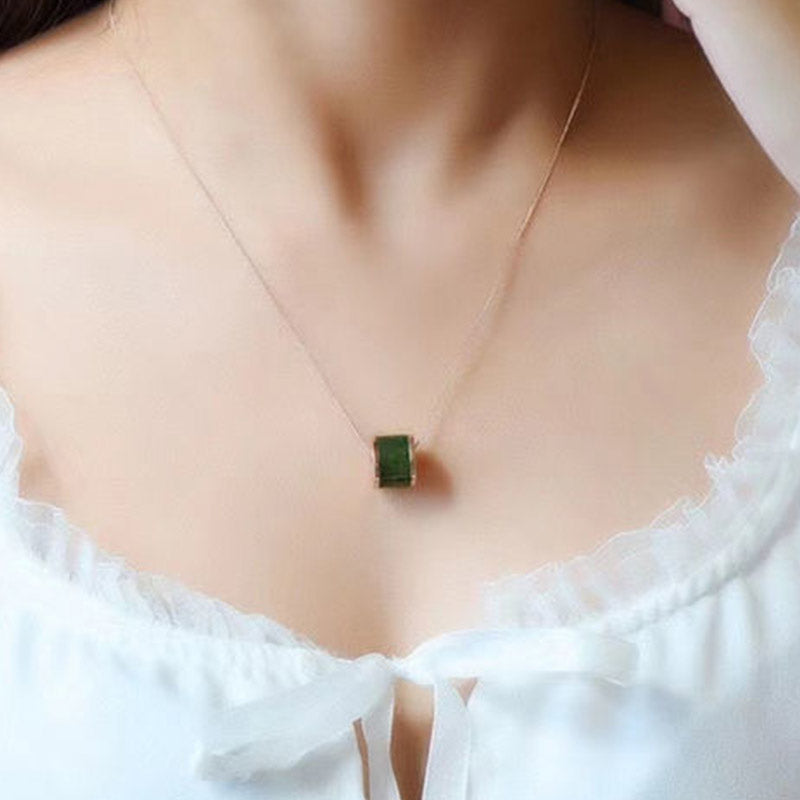 45cm Cyan Jade Luck Necklace Pendant for Success