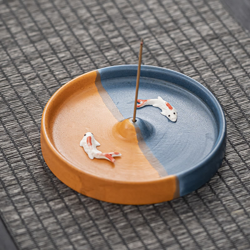 Ceramic Koi Fish Incense Burner for Spiritual Healing Meditation