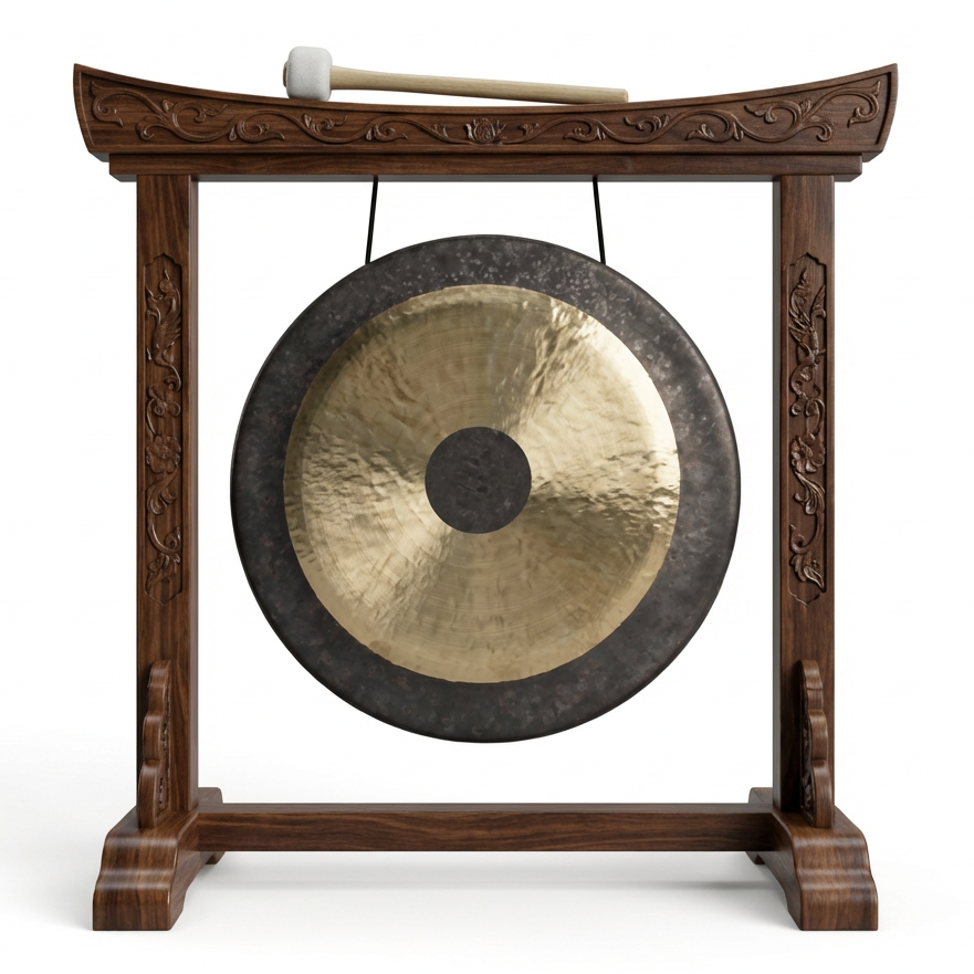 12" Chau Gong on Curved Rosewood Gong Stand with Mallet