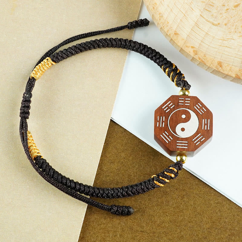Small Leaf Red Sandalwood Yin Yang Protection Bracelet