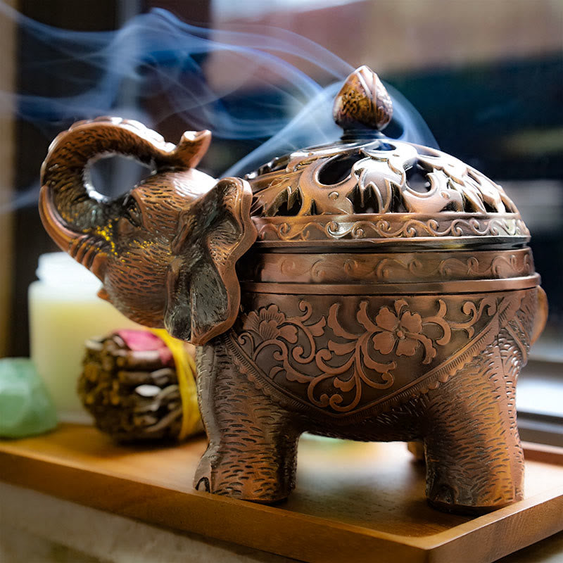 Elephant Alloy Waterfall Incense Burner for Zen Ambiance
