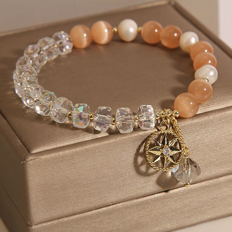 Orange Cat's Eye Clear Quartz Meditation Bracelet