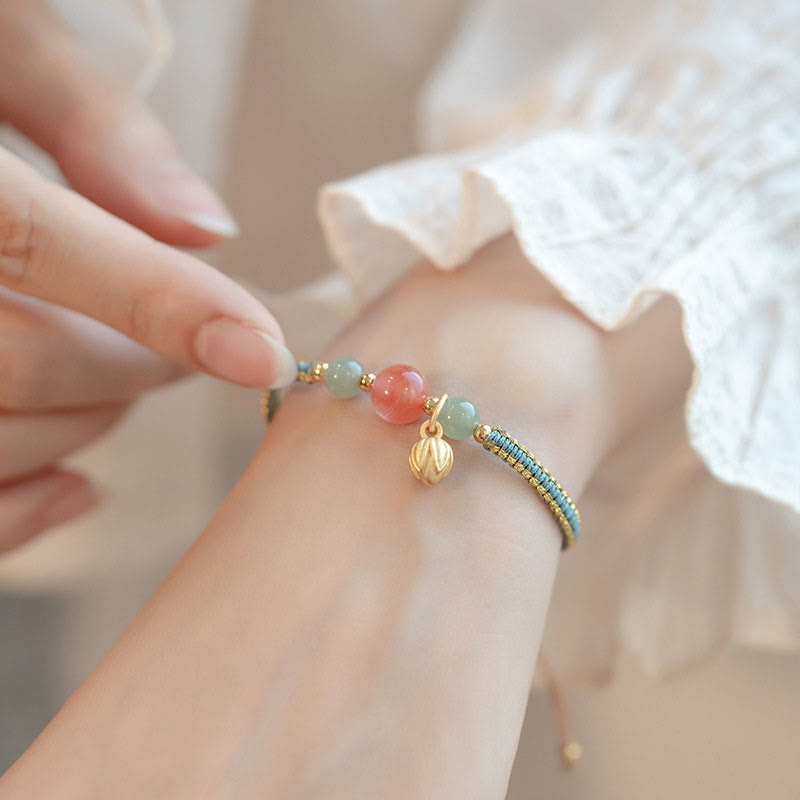 Red Agate Jade Lotus Confidence Bracelet