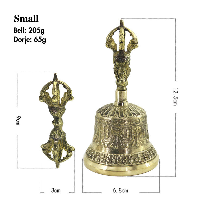 Small Copper Meditation Bell and Vajra Dorje Set