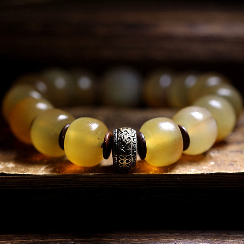 14mm Om Mani Padme Hum Sheep Horn Bracelet Unisex