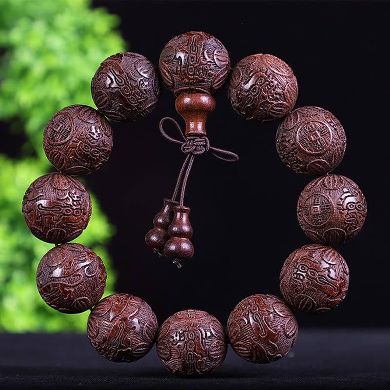 Rosewood Chinese Zodiac Bracelet | 12 Zodiac Beads Warmth