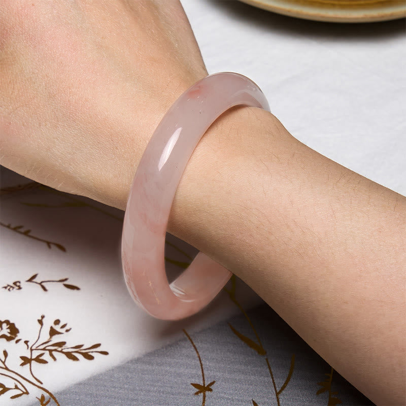 54-56mm Pink Golden Silk Jade Wealth Luck Bracelet