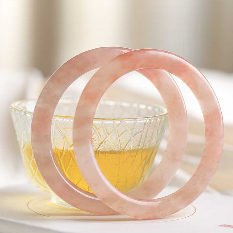 54-56mm Pink Golden Silk Jade Wealth Luck Bracelet