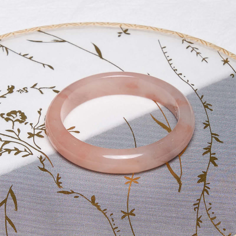 54-56mm Pink Golden Silk Jade Wealth Luck Bracelet