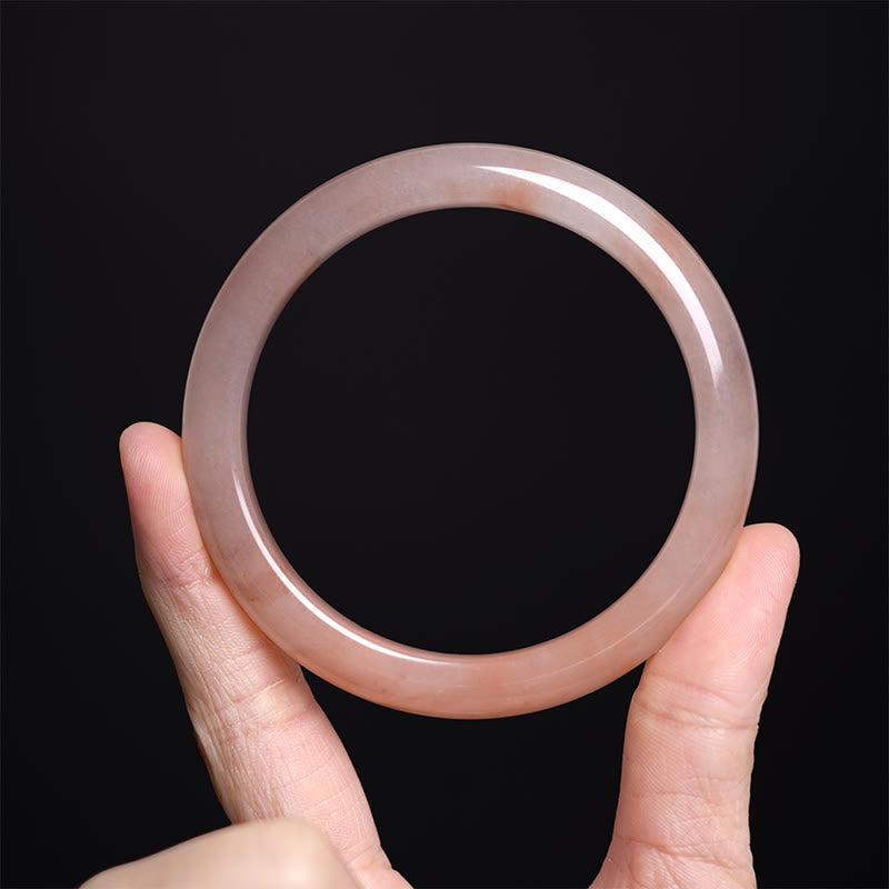 54-56mm Pink Golden Silk Jade Wealth Luck Bracelet