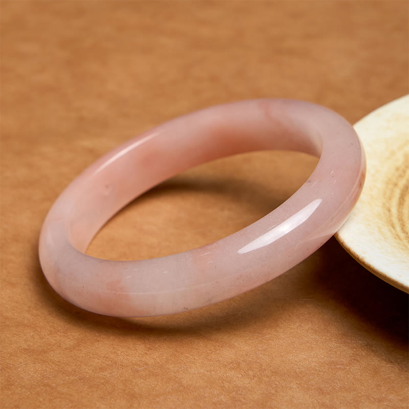 54-56mm Pink Golden Silk Jade Wealth Luck Bracelet