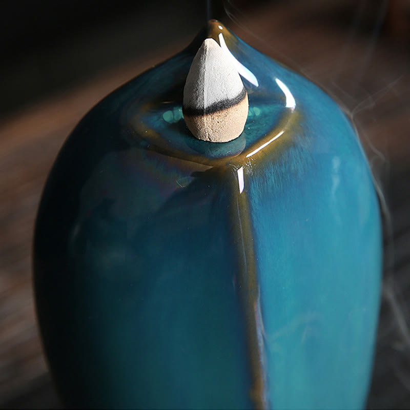 Ceramic Waterfall Incense Burner for Meditation & Backflow