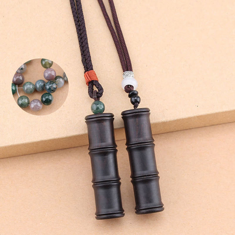 Ebony Wood Spiritual Necklace with Bamboo Ghau Prayer Box