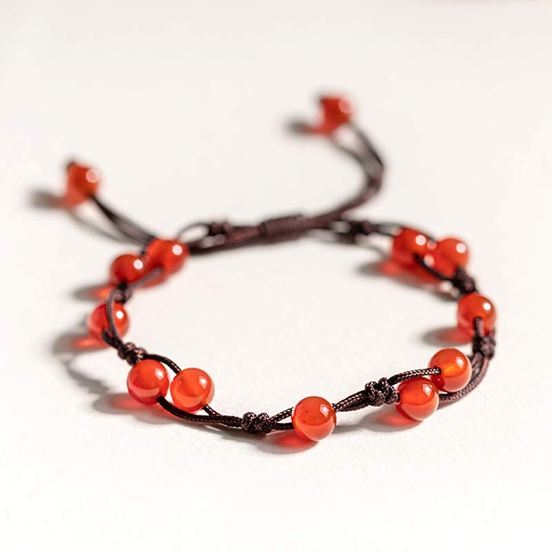 Calming Red Agate Moss Agate Cinnabar Bracelet