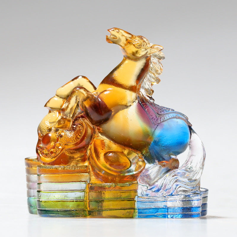 Handmade Liuli Crystal Chinese Dragon Figurine for Protection & Prosperity
