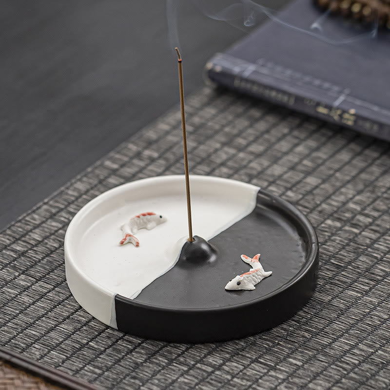 Ceramic Koi Fish Incense Burner for Spiritual Healing Meditation