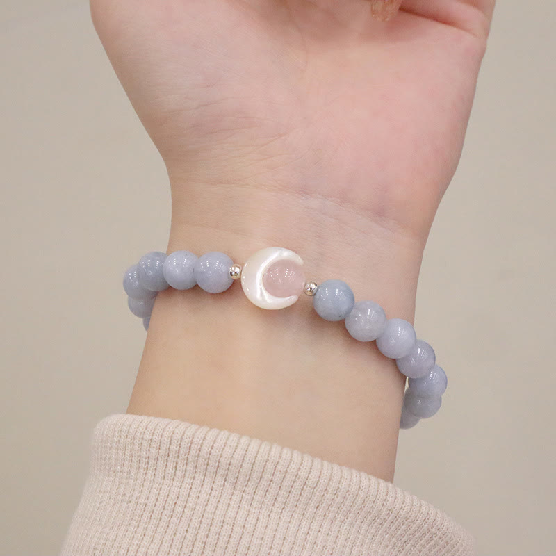 925 Sterling Silver Amethyst Crescent Moon Healing Bracelet